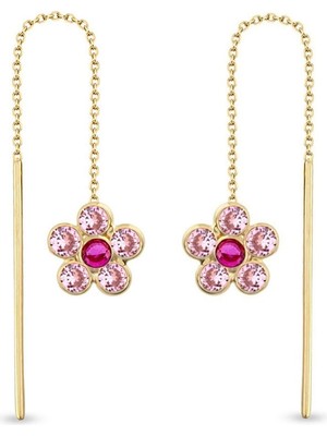 Orena Jewelry Pink Daisy 14 Ayar Altın Kadın Küpe