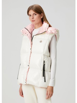 Moncler Luzule Beyaz Kapüşonlu Yelek