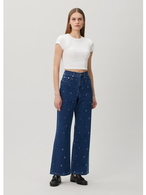 Maje Koyu Mavi Taşlı Jean Pantolon