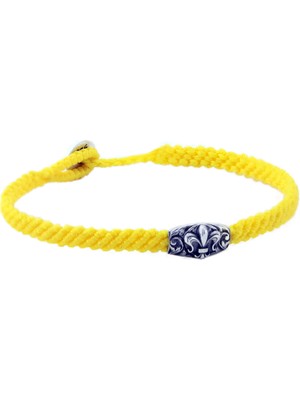 Boga Makrame Fleur De Lis Disc Erkek Gümüş Bileklik