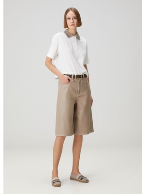 Brunello Cucinelli Bej Denim Bermuda