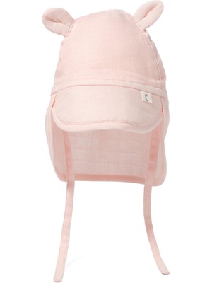 Deux Lapins Müslin Ense Korumalı Innocent Pink Bebek Şapka