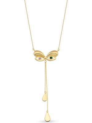 Orena Jewelry Rainbow Eye Brow 925 Ayar Gümüş Üzeri 24 Ayar Altın Kaplama Kadın Kolye