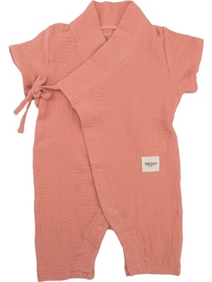 Totzee Mercan Rengi Müslin Uzun Unisex Bebek Kimono Tulum