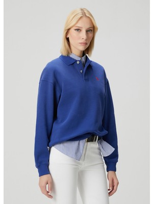 Polo Ralph Lauren Mavi Logo Nakışlı Polo Sweatshirt