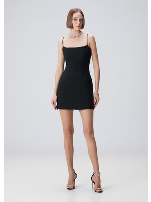  collection siyah askılı mini elbise