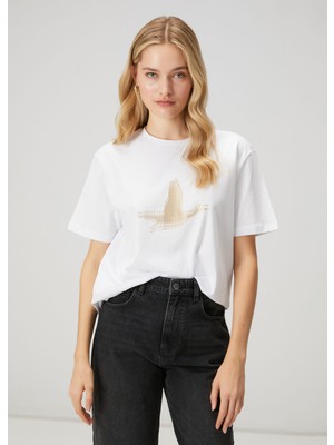  club beyaz çizgili logolu t-shirt