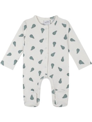 Antebies Yeşil Armut Desenli Uzun Kollu Unisex Çocuk Tulum