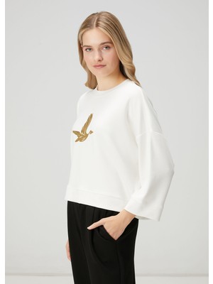  club kırık beyaz gold logolu sweatshirt
