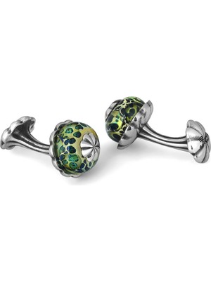 Boga Glass Beads Gümüş Kol Düğmesi