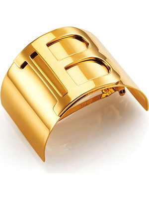 Balmain Gold Plated Clip Büyük Boy Logolu Kadın Toka