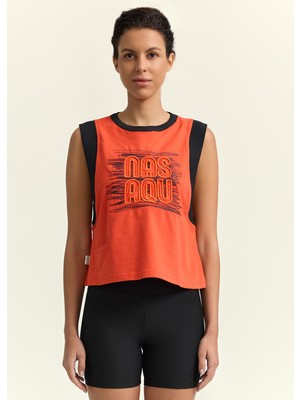 Nasaqu Nar Rengi Sırt Dekolteli Aktif Top T-Shirt