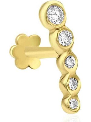 Mov Diamond Tsuki Pırlantalı 14 Ayar Altın Kadın Piercing Küpe