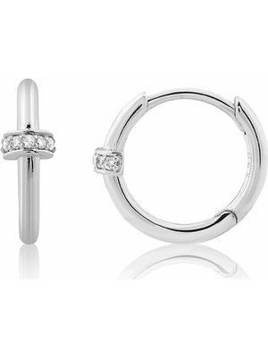 Venta Jewelry Pırlanta Taşlı 14 Ayar Beyaz Altın Kadın Halka Küpe