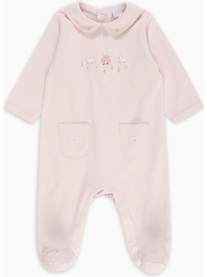 Princess Baby Pembe Nakış Detaylı Bebe Yaka Kız Bebek Tulum