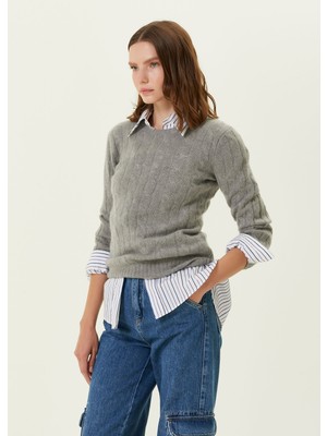 Polo Ralph Lauren Gri Örgü Dokulu Kaşmir Kazak