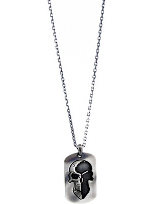 Kayra Khan Skull Tag Gümüş Erkek Kolye