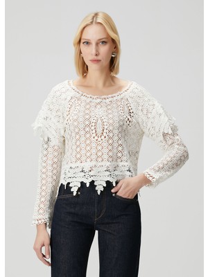 Isabel Marant Hyliana Beyaz Kroşe Bluz