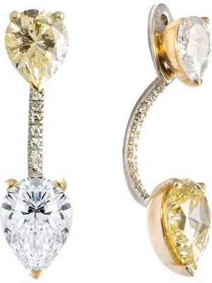 Apples & Figs Toi & Moi Champagne Ear Jackets 925 Ayar Gümüş Kadın Küpe