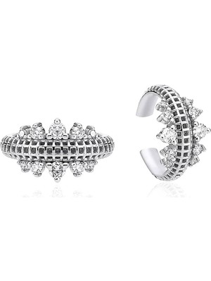Two Sided Princess Semita 925 Ayar Gümüş Unisex Kıkırdak Küpe