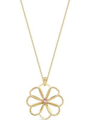 Orena Jewelry Quartz Flower 14 Ayar Altın Kadın Kolye