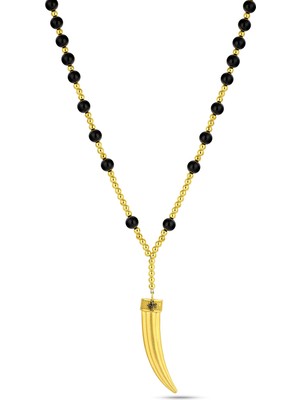 Boga Claw Fleur De Lis Gem Stone Altın Kaplama Kolye