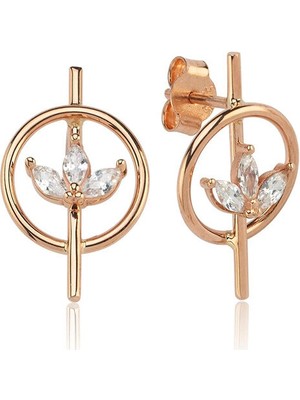 Hamza Yılmaz Jewelry Minimal Tasarım 3 Yaprak 14 Ayar Altın Kadın Küpe