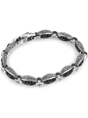 Boga Engraved Loop Gs Chain Erkek Gümüş Bileklik