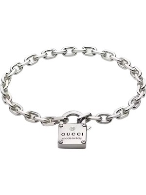 Gucci Logo Detaylı Unisex Gümüş Bileklik