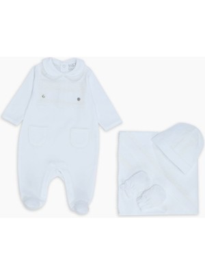 Princess Baby 4lü Beyaz Dantel Detaylı Kız Bebek Hediye Seti