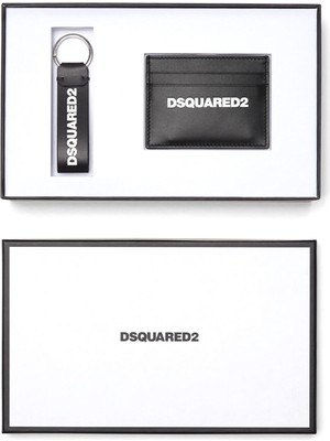 Dsquared2 Siyah Erkek Deri Anahtarlık ve Kartlık Seti