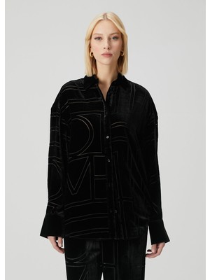 Toteme Oversized Siyah Monogram Gömlek