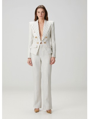 Balmain Lacivert Beyaz Çizgili Pantolon