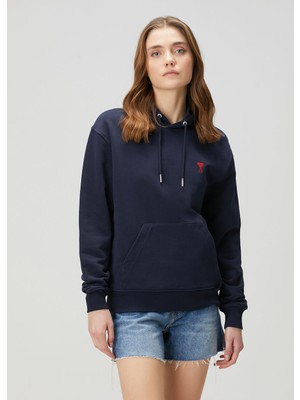 Ami Paris Lacivert Kapüşonlu Sweatshirt