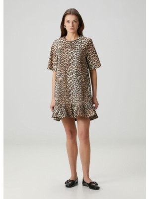 Ganni Leopar Desenli Mini Elbise