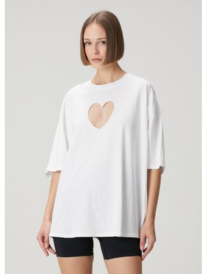 Skims Heart Oversized Beyaz T-Shirt
