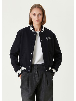 Golden Goose Koyu Mavi Yün Bomber Ceket