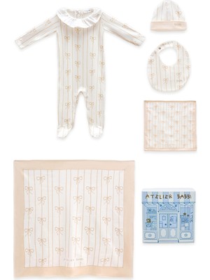 Atelier Babbi Kurdele Bej Kız Bebek 5li Yenidoğan Seti