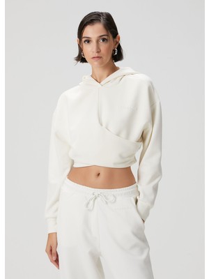Academia Kırık Beyaz Kapüşonlu Logolu Sweatshirt
