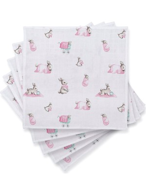 Deux Lapins %100 Bebe Lapin Rose Müslin 5’li Kız Bebek Omuz Bezi