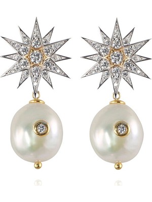 Apples & Figs Celestial Star Pearl Zirkon Taşlı Gümüş Kadın Küpe