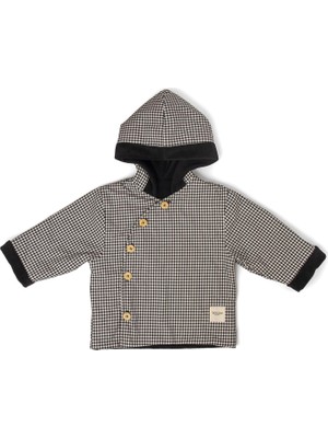Totzee Diagonal Siyah & Beyaz Ekose Mini Unisex Bebek Mont