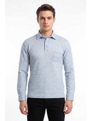 Çizgi Triko Erkek Gömlek Yaka Cepli Klasik Kalıp Sweatshirt 5304 BGL-ST05540