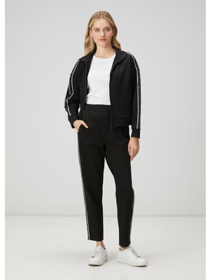  club siyah club şeritli havuç formlu jogger pantolon