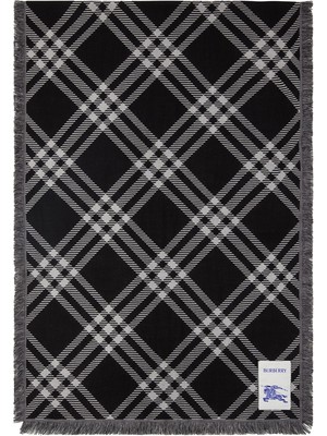 Burberry Wide Check Silk Siyah Yün Kadın Atkı