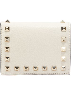 Valentino Garavani Rockstud Ekru Kadın Deri Cüzdan
