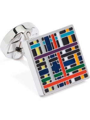  collection colorblocked desenli kol düğmesi