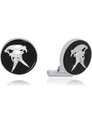 Melie Jewelry Helmet 925 Ayar Gümüş Oniks Erkek Kol Düğmesi