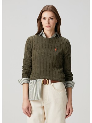 Polo Ralph Lauren Haki Saç Örgü Kazak