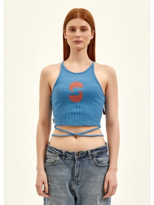 Nasaqu Aktif Ipli Gök Mavisi Crop Top